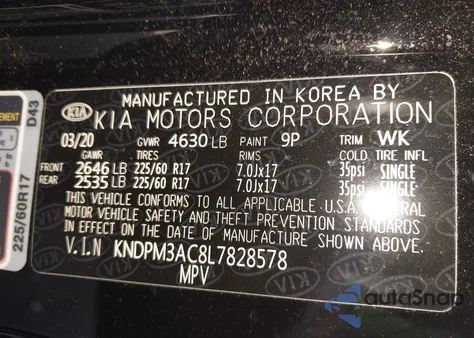 2020 Kia Sportage Lx z USA, uszkodzony, nr VIN KNDPM3AC8L7828578